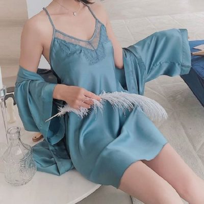 Choàng ngủ kèm váy lụa mịn cao cấp CN11