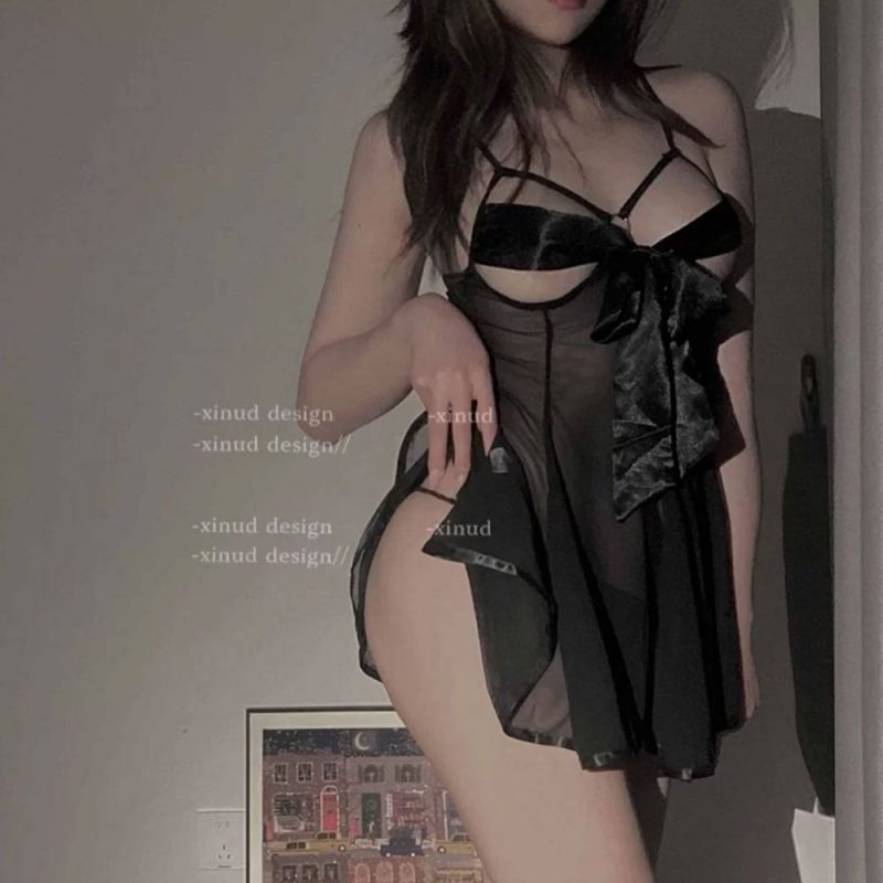 Đầm ngủ xuyên thấu thắt nơ ngực