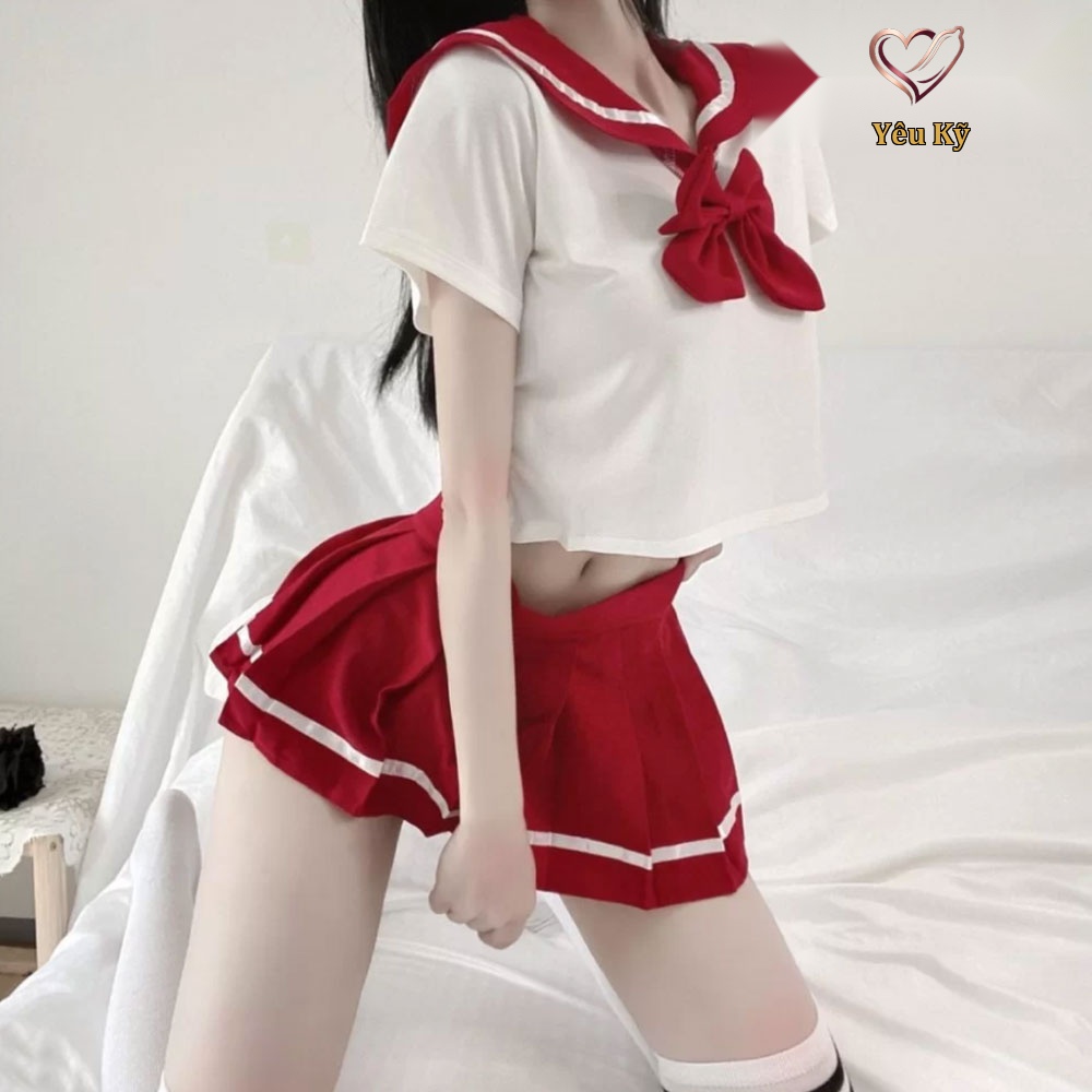 Thời trang sexy cosplay nữ sinh nơ đỏ NS24 - Ảnh 2
