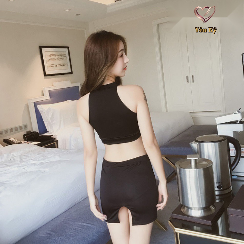 Thời trang sexy cosplay cô thư ký gợi cảm khoét ngực đen TK05 - Ảnh 2
