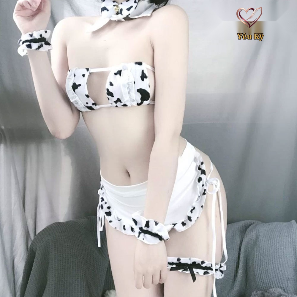 Thời trang sexy cosplay bò sữa kèm tất NT31 - Ảnh 2