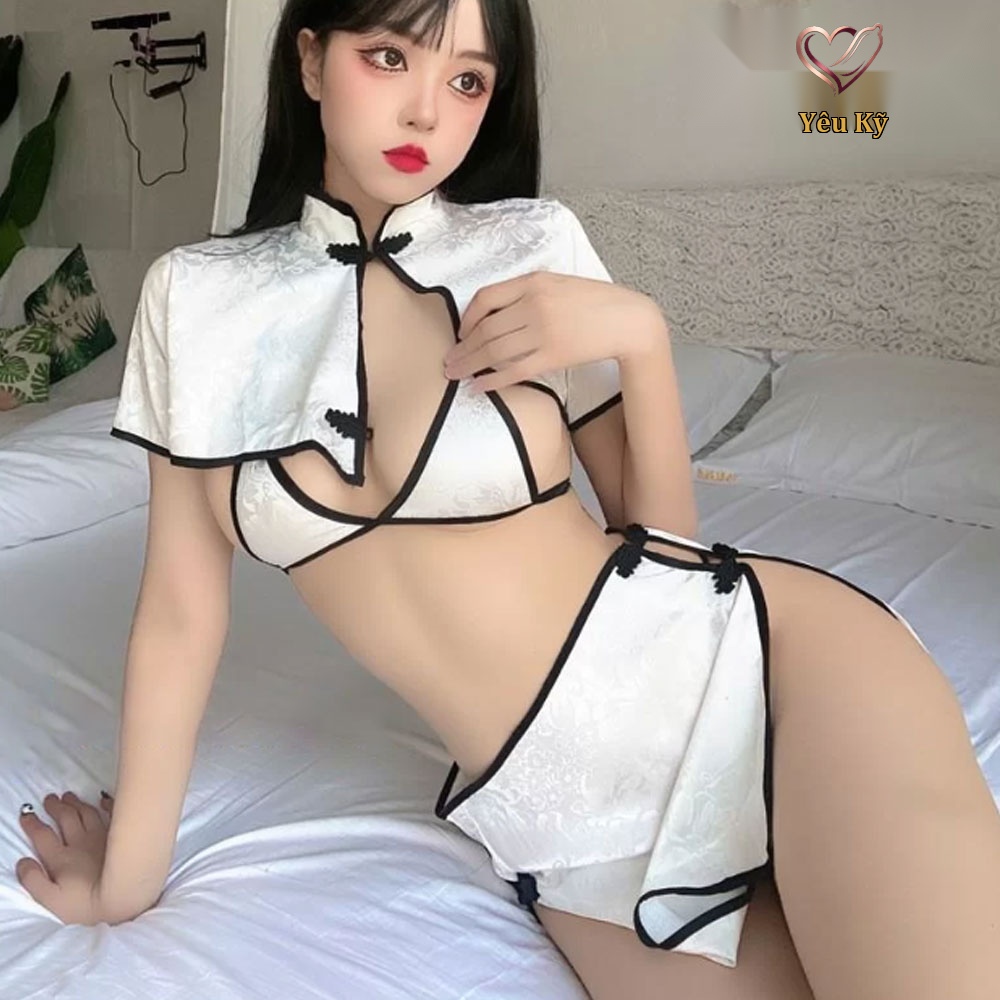 Thời trang sexy cosplay cô gái Thượng Hải màu trắng TH12 - Ảnh 3