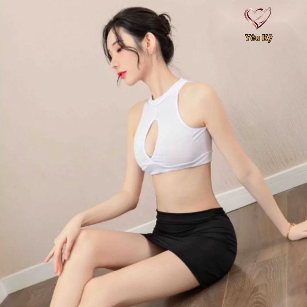 Thời trang sexy cosplay cô thư ký gợi cảm khoét ngực trắng TK06 - Ảnh 3
