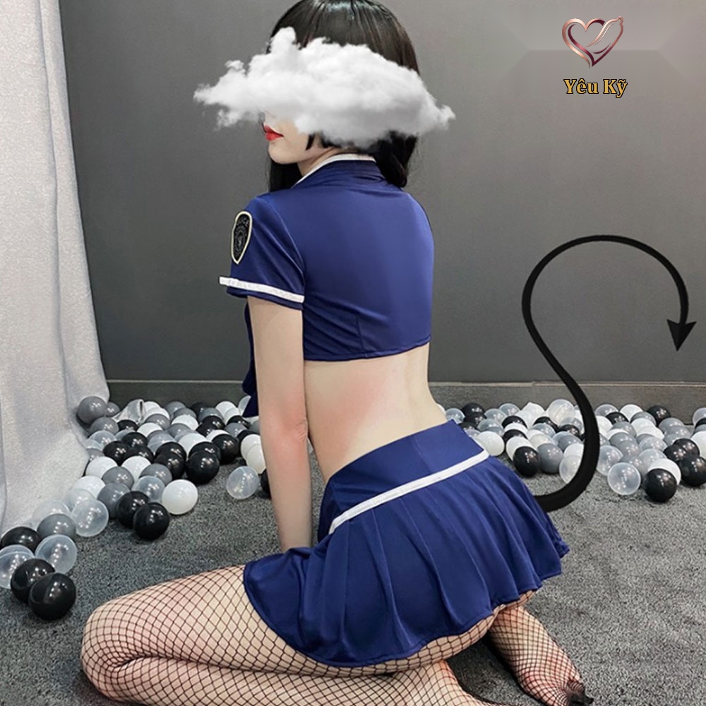 Thời trang sexy cosplay nàng cảnh sát dễ thương màu xanh đen CS03 - Ảnh 4