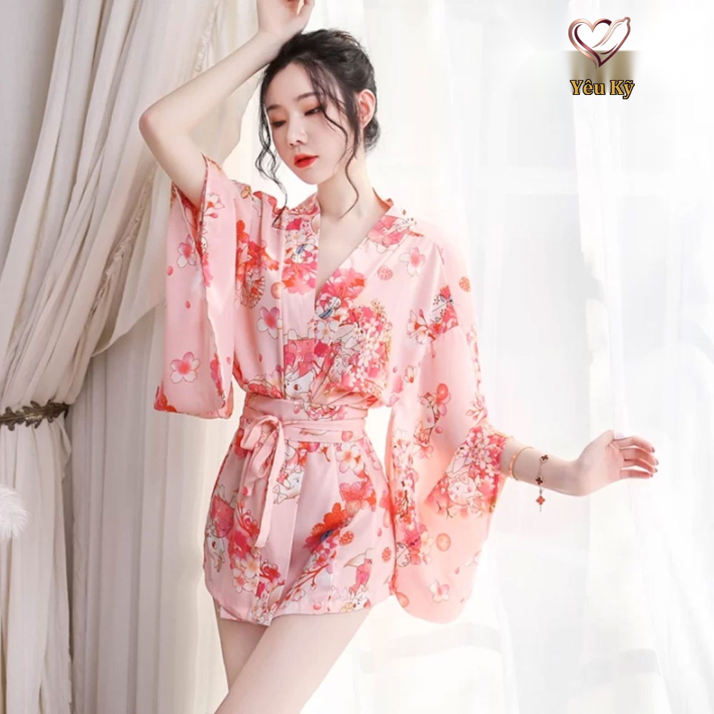 Thời trang sexy cosplay Kimono Nhật Bản hoa anh đào KMN03 - Ảnh 4