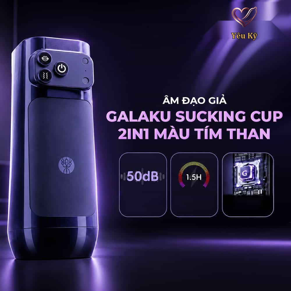 Âm đạo giả đa năng Galaku Sucking Cup 2in1 màu tím than - Ảnh 3
