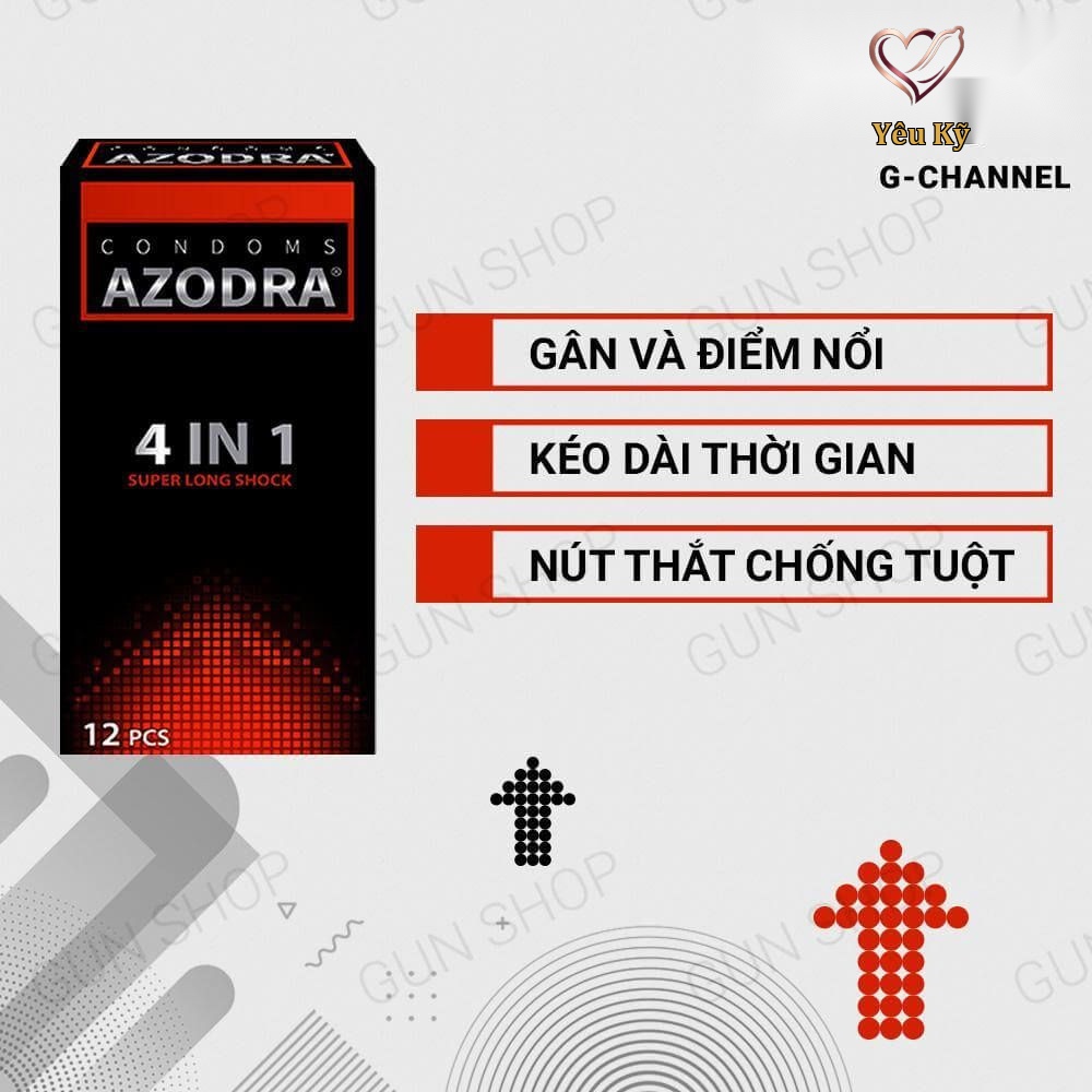 Bao cao su Azodra 4 in 1 - Kéo dài thời gian - Hộp 12 cái - Ảnh 2