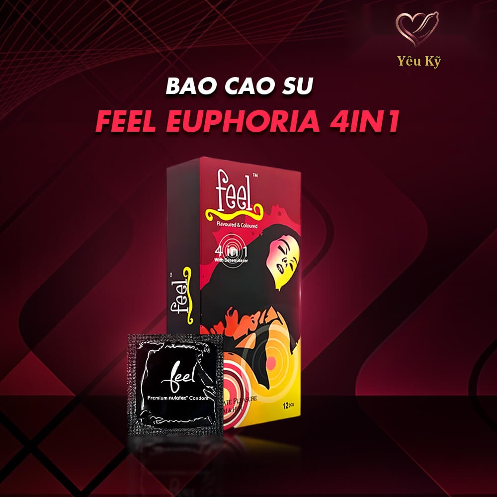 Bao cao su Feel Euphoria 4 in 1 - Kéo dài thời gian - Hộp 12 cái - Ảnh 2