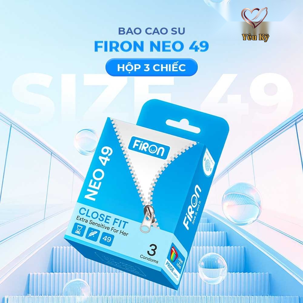 Bao cao su Firon Neo 49 - Size 49mm, siêu mỏng, kéo dài thời gian - Hộp 3 cái - Ảnh 3