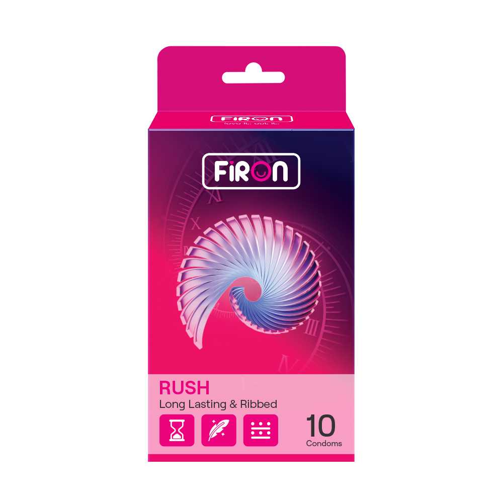 Bao cao su Firon Rush - Gân sọc, điểm nổi, kéo dài thời gian - Hộp 10 cái