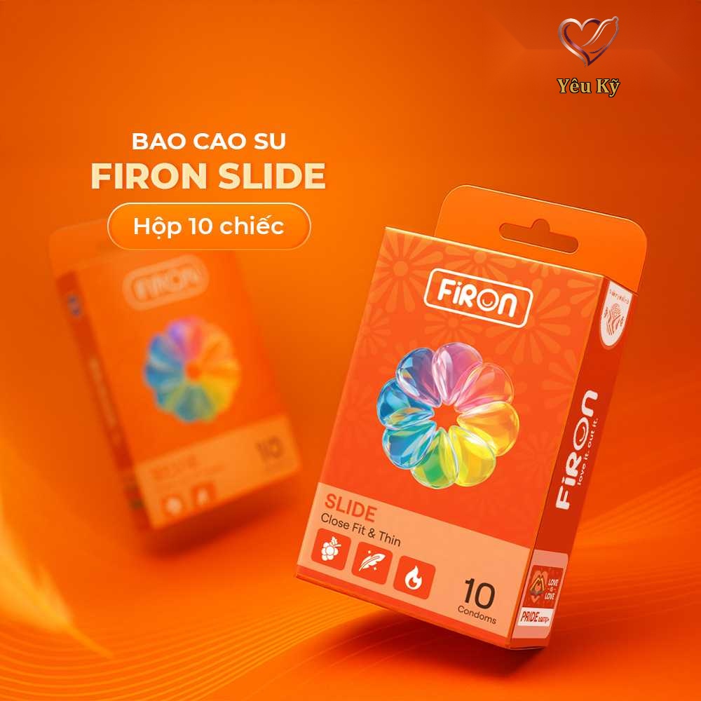 Bao cao su Firon Slide - Siêu mỏng, chống tuột, hương trái cây - Hộp 10 cái - Ảnh 3
