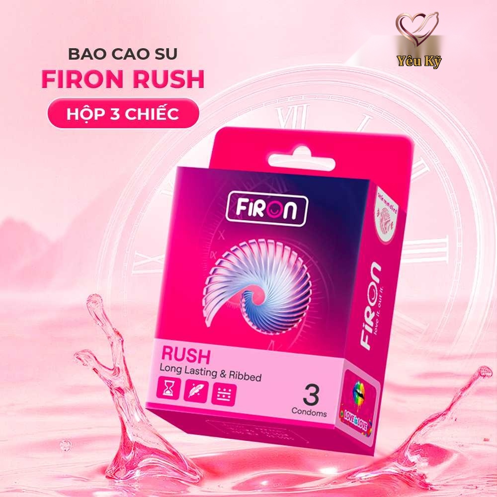 Bao cao su Firon Rush - Gân sọc, điểm nổi, kéo dài thời gian - Hộp 3 cái - Ảnh 3