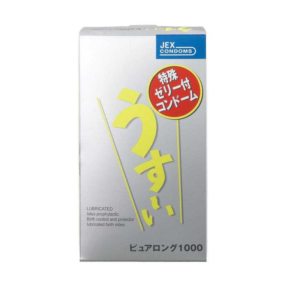 Bao cao su JEX Usui Pure Long - Siêu mỏng, gân nổi, nhiều gel bôi trơn - Hộp 12 cái