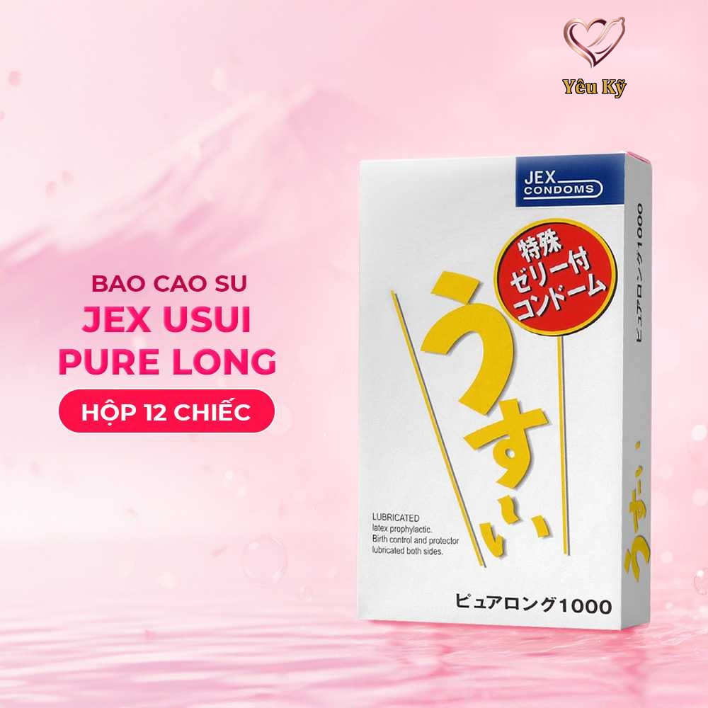 Bao cao su JEX Usui Pure Long - Siêu mỏng, gân nổi, nhiều gel bôi trơn - Hộp 12 cái - Ảnh 2