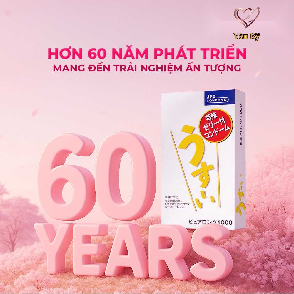 Bao cao su JEX Usui Pure Long - Siêu mỏng, gân nổi, nhiều gel bôi trơn - Hộp 12 cái - Ảnh 3