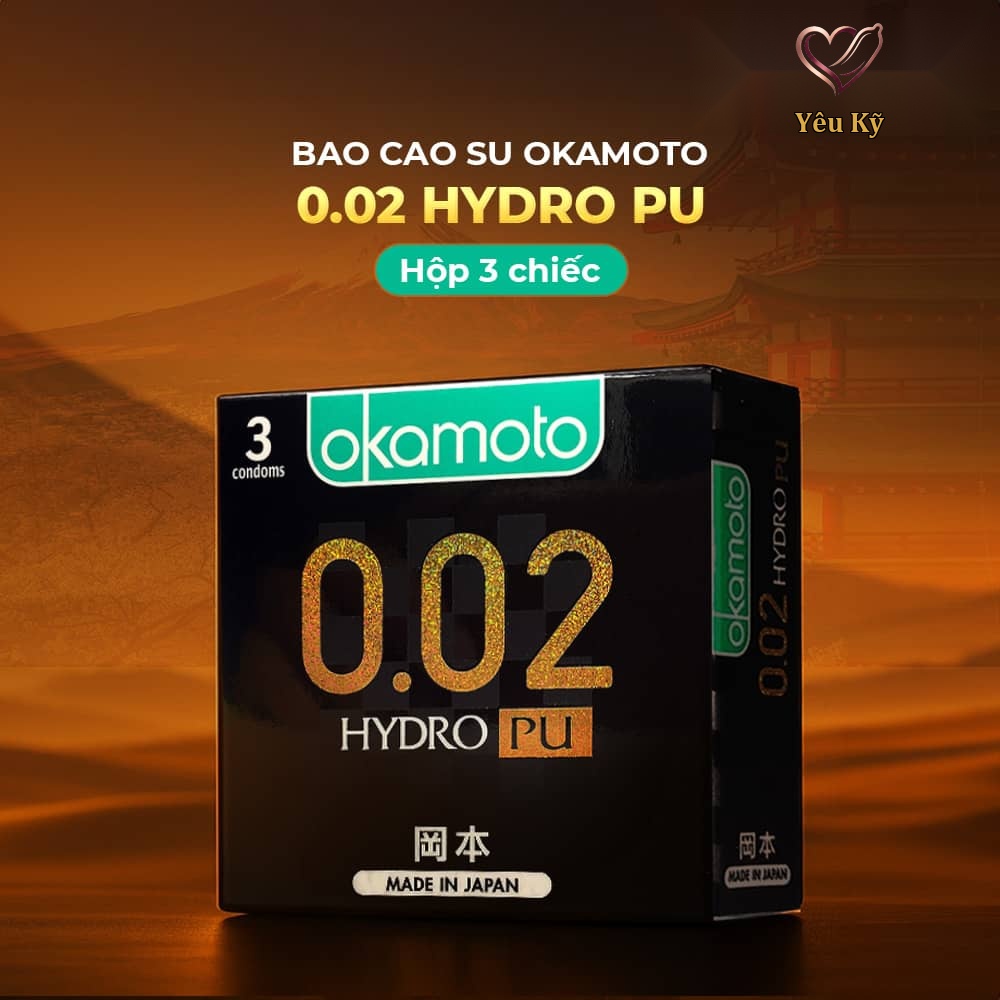 Bao cao su Okamoto 0.02 Hydro PU - Siêu mỏng, truyền nhiệt nhanh - Hộp 3 cái - Ảnh 2
