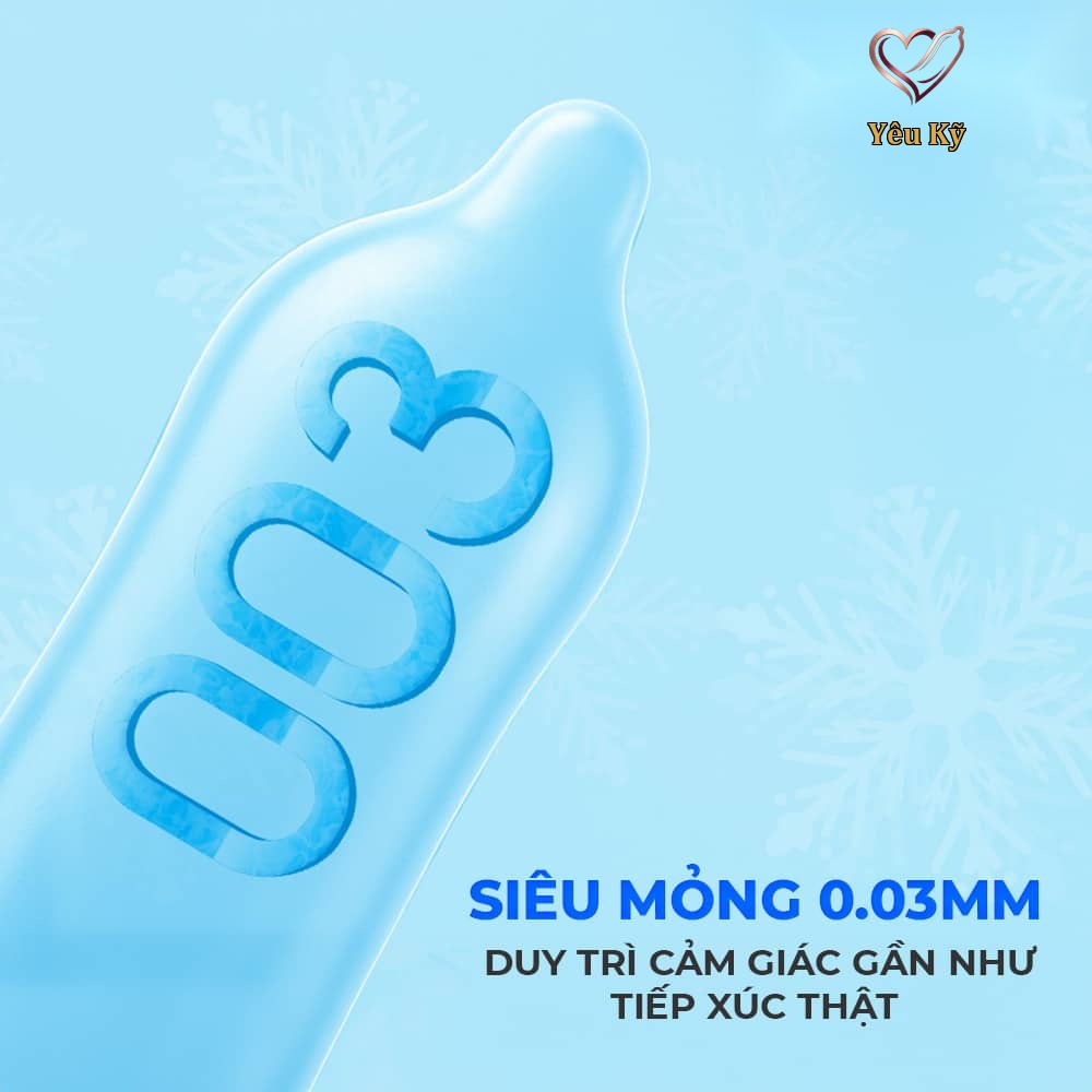 Bao cao su Okamoto 0.03 Cool - Siêu mỏng, mát lạnh, láng mịn - Hộp 3 cái - Ảnh 3