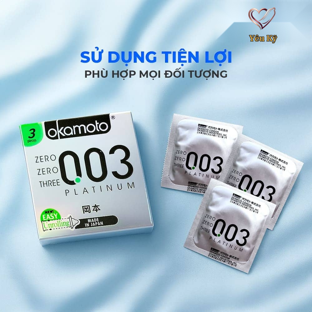 Bao cao su Okamoto 0.03 Platinum - Siêu mỏng, không mùi - Hộp 3 cái - Ảnh 7