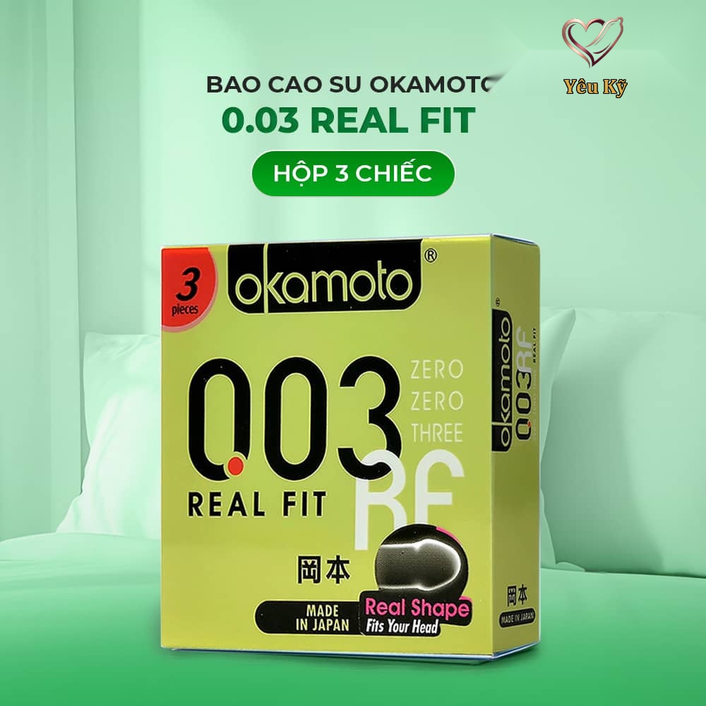 Bao cao su Okamoto 0.03 Real Fit - Siêu mỏng, co rút ôm sát - Hộp 3 cái - Ảnh 2