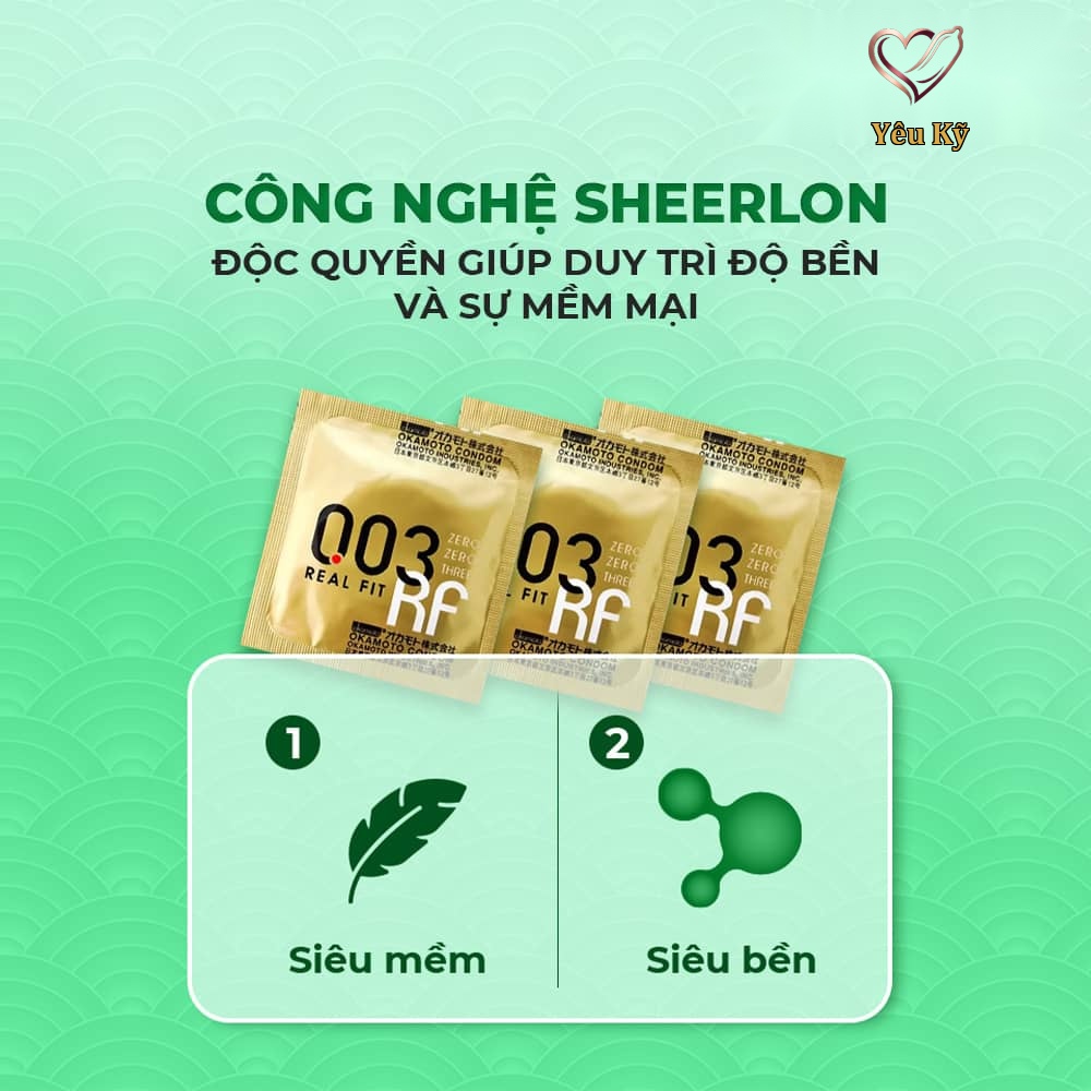 Bao cao su Okamoto 0.03 Real Fit - Siêu mỏng, co rút ôm sát - Hộp 3 cái - Ảnh 5