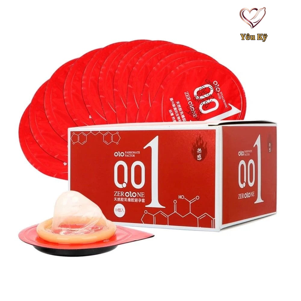 Bao cao su OLO 0.01 Đỏ - Siêu mỏng, nóng ấm - Hộp 10 cái - Ảnh 3