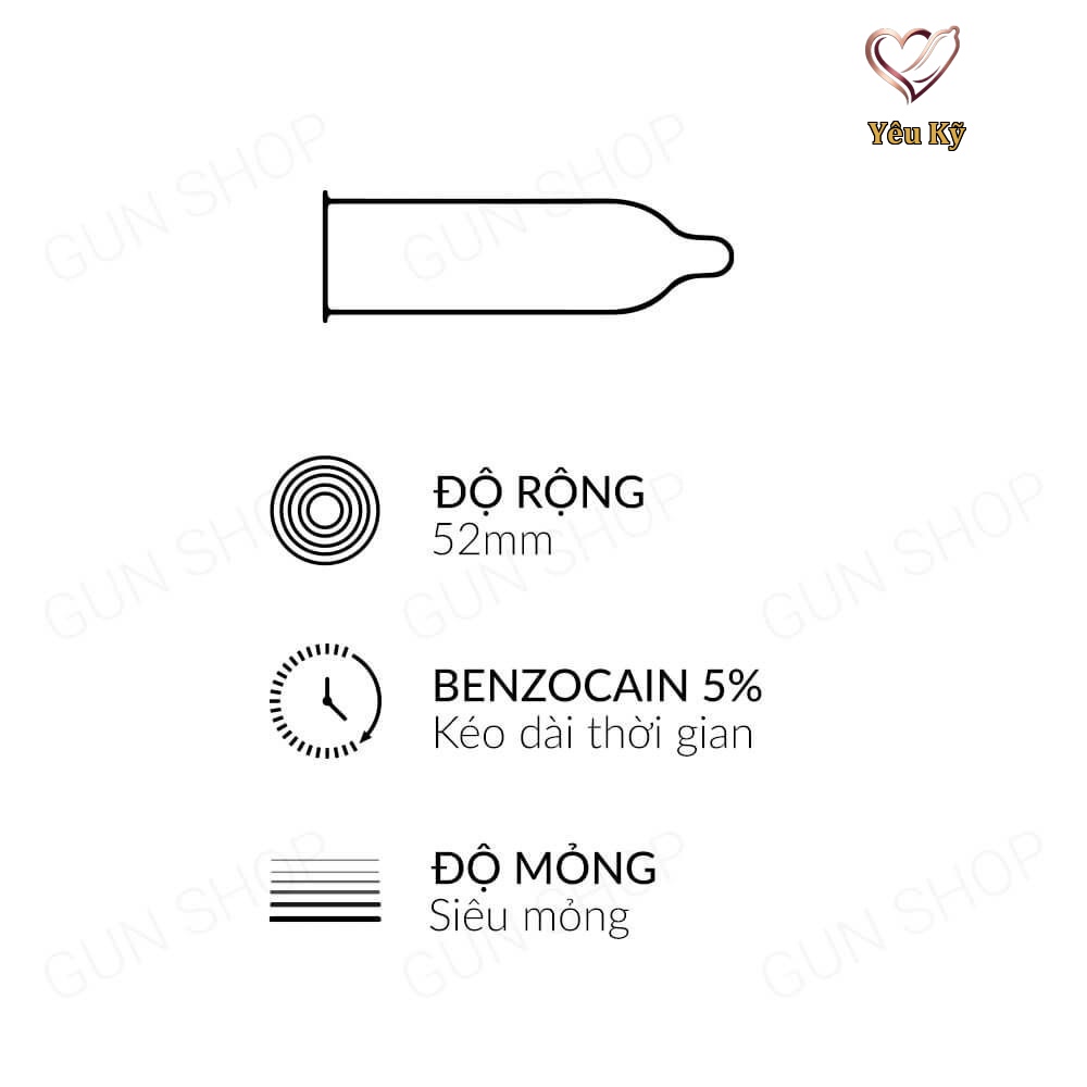 Bao cao su OLO 0.01 Zero Vàng - Siêu mỏng, gân và hạt - Hộp 10 cái - Ảnh 2