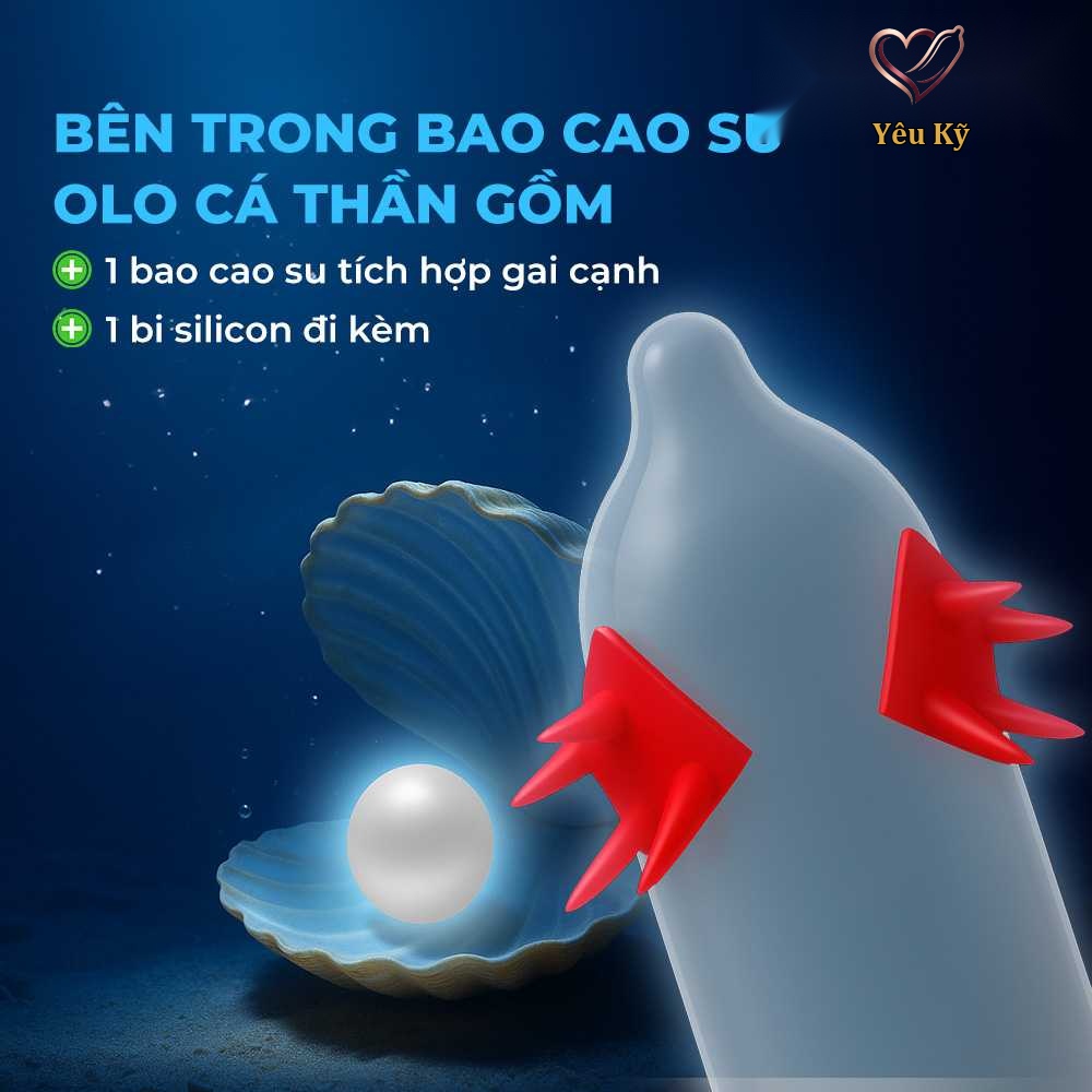 Bao cao su OLO Cá thần - Gai cạnh - Hộp 1 cái + 1 bi silicon - Ảnh 3