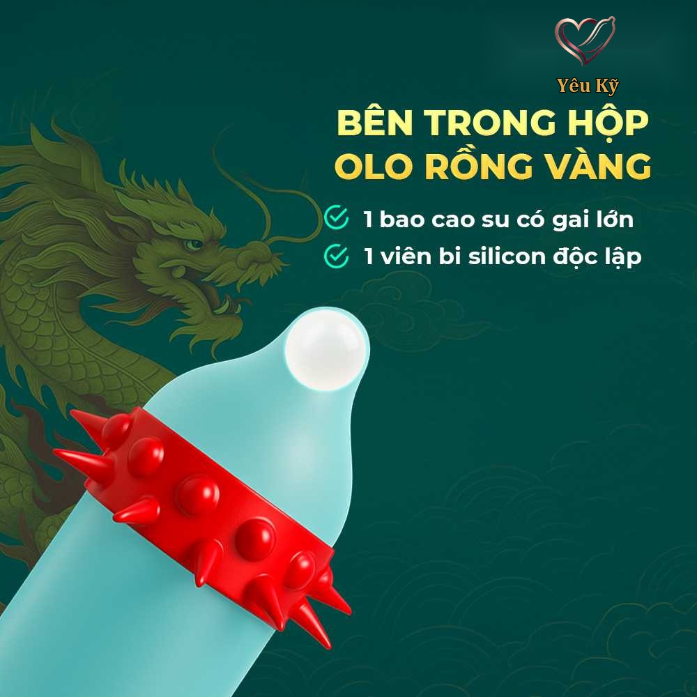 Bao cao su OLO Rồng vàng - Gai bi vòng - Hộp 1 cái + 1 bi silicon - Ảnh 3