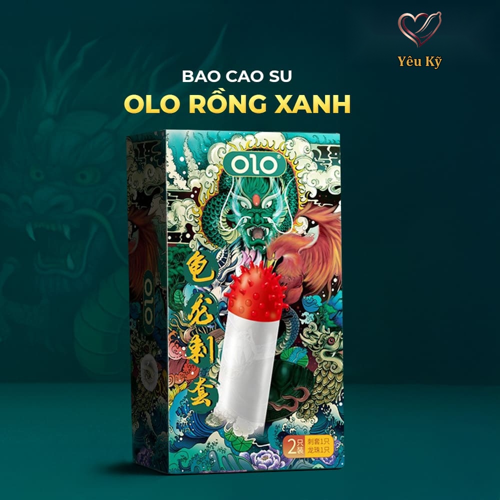 Bao cao su OLO Rồng xanh - Gai chùm đầu - Hộp 1 cái + 1 bi silicon - Ảnh 2