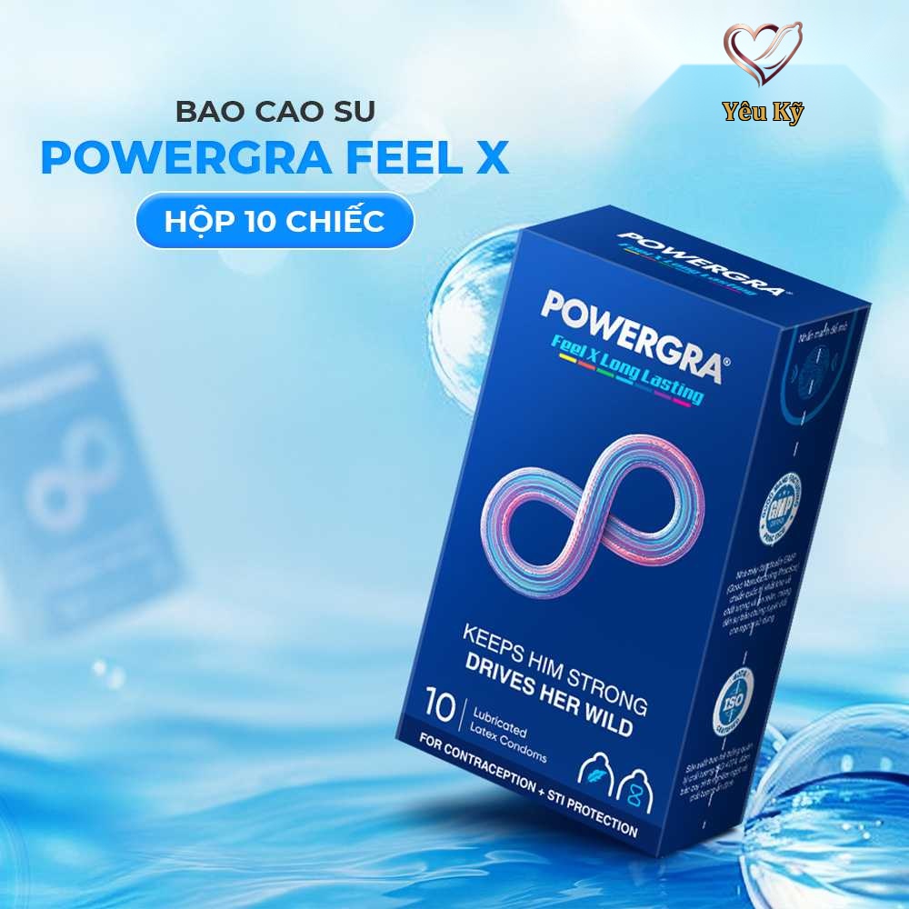 Bao cao su Powergra Feel X - Siêu mỏng, kéo dài, hương nhân sâm - Hộp 10 cái - Ảnh 3