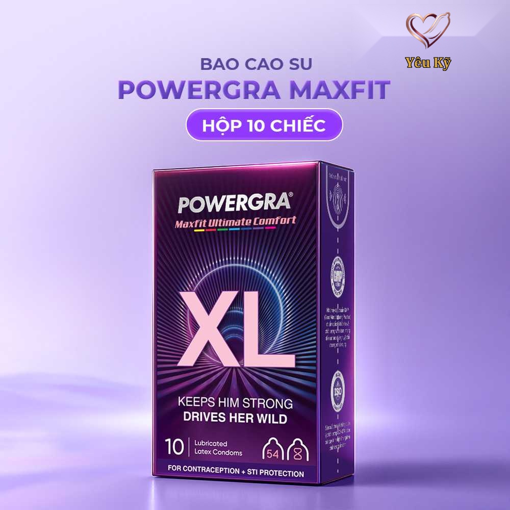 Bao cao su Powergra Maxfit - Size 54mm, siêu mỏng, kéo dài, hương dâu - Hộp 10 cái - Ảnh 3