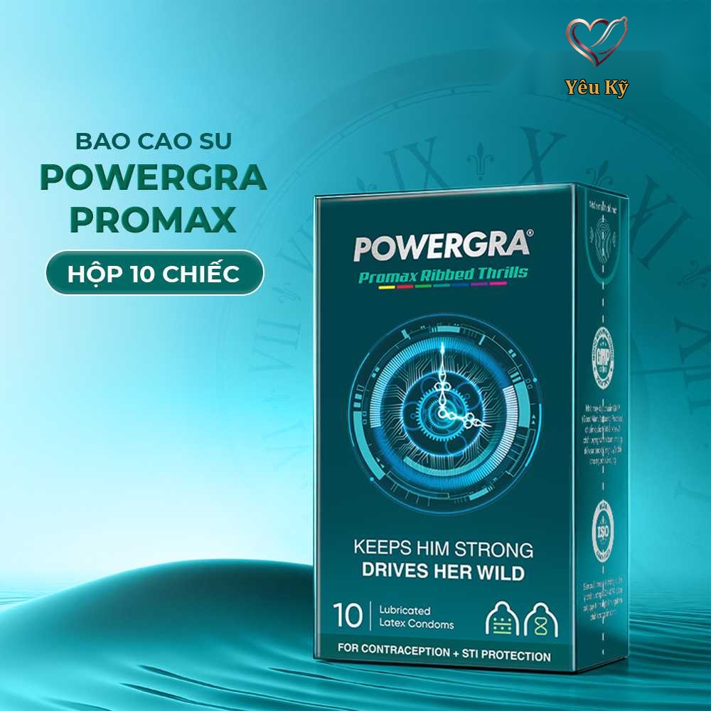 Bao cao su Powergra Promax - Gân sọc và điểm nổi, kéo dài, hương trái cây - Hộp 10 cái - Ảnh 3