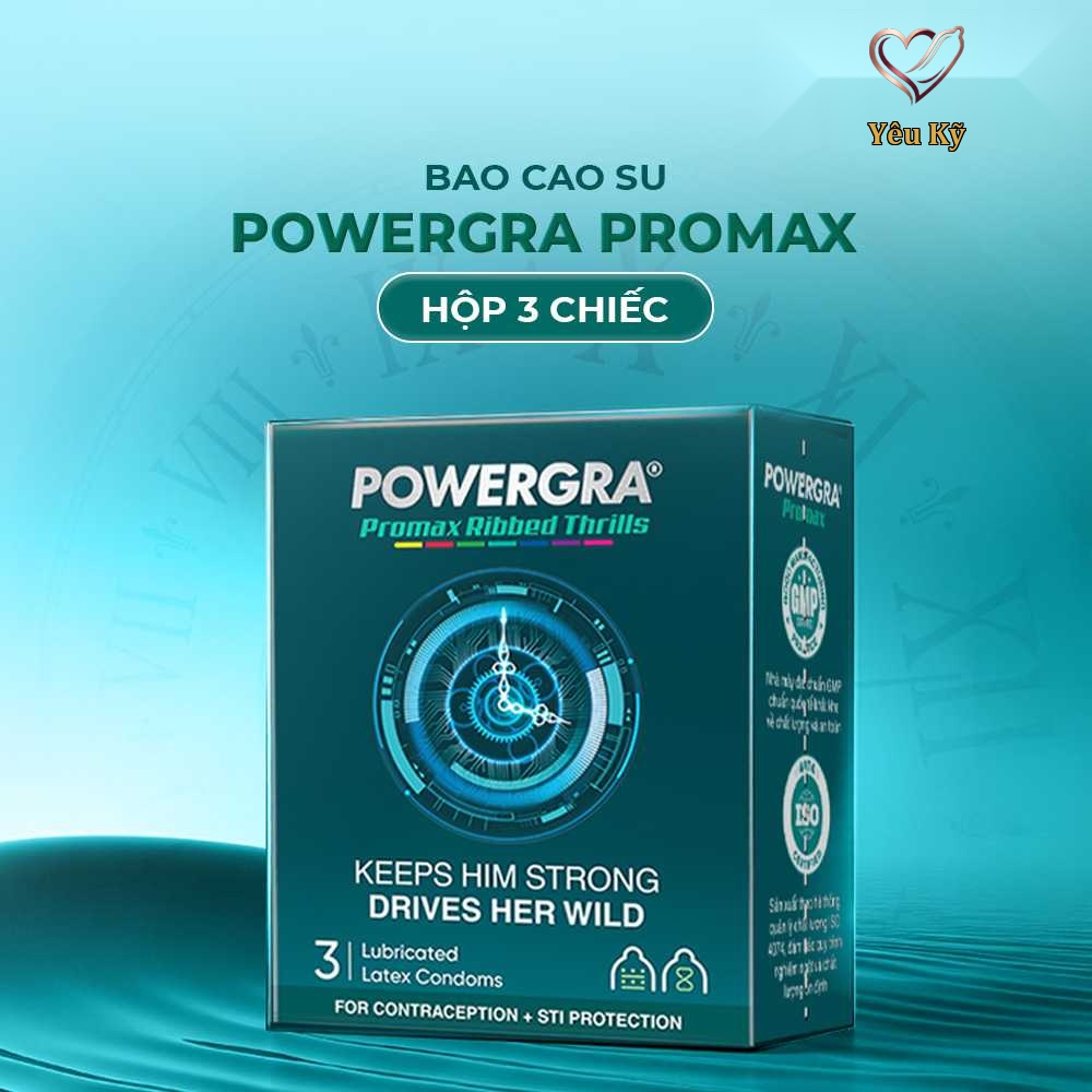 Bao cao su Powergra Promax - Gân sọc và điểm nổi, kéo dài, hương trái cây - Hộp 3 cái - Ảnh 3