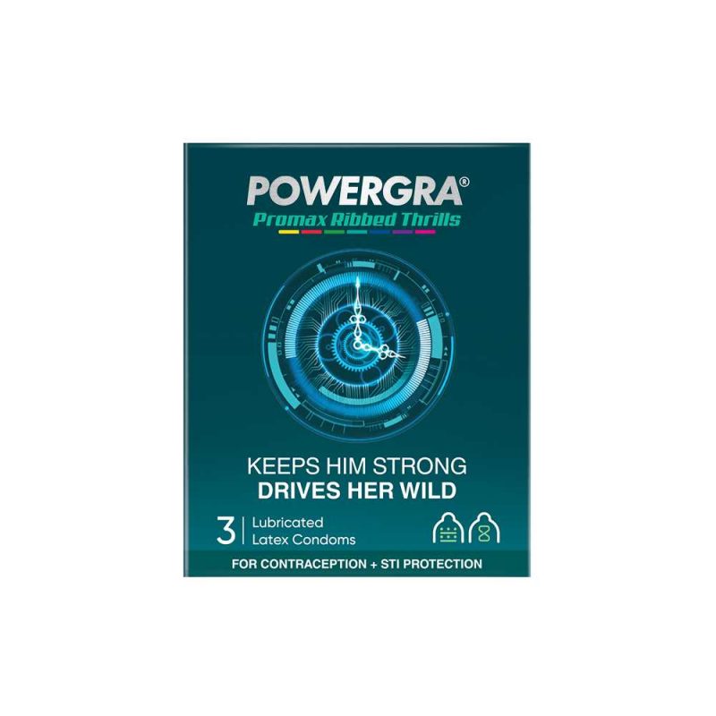 Bao cao su Powergra Promax - Gân sọc và điểm nổi, kéo dài, hương trái cây