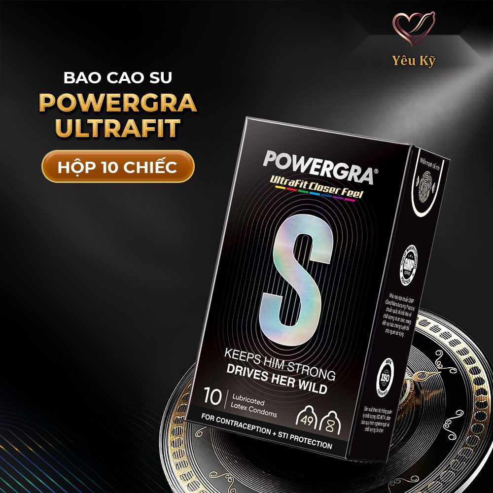 Bao cao su Powergra Ultrafit - Size 49mm, siêu mỏng, kéo dài, hương dâu - Hộp 10 cái - Ảnh 3