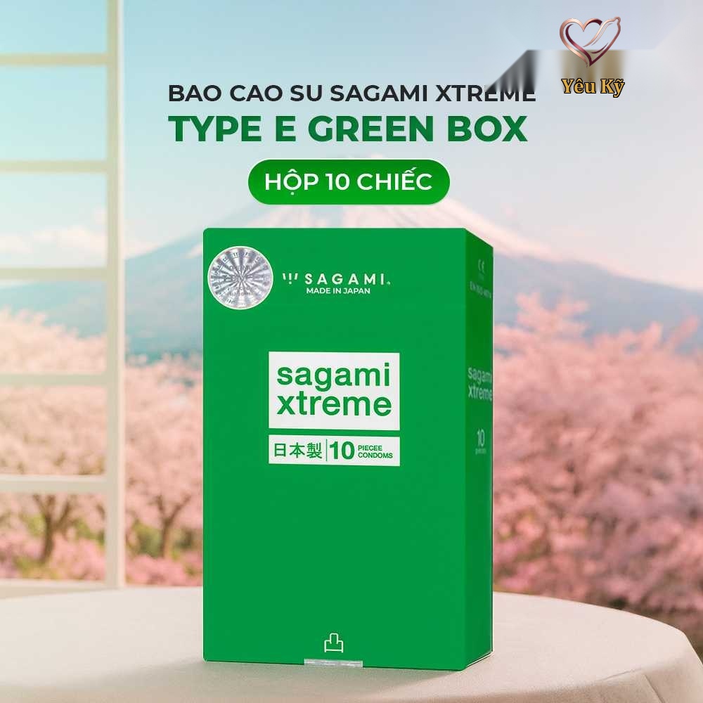 Bao cao su Sagami Xtreme Type E Green Box - Siêu điểm nổi, siêu mỏng - Hộp 10 cái - Ảnh 2