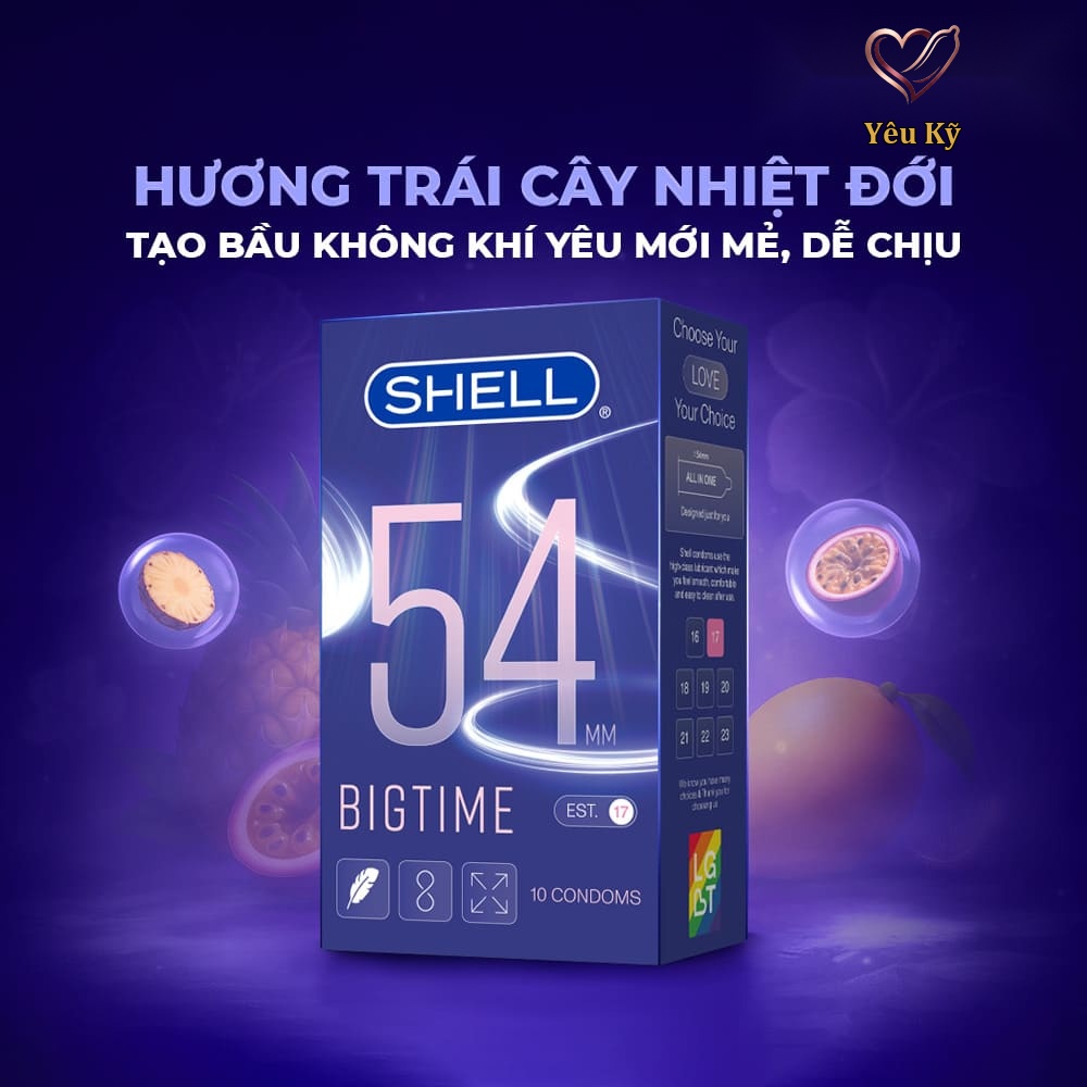 Bao cao su Shell Bigtime - Size 54mm, siêu mỏng, chống tuột, kéo dài thời gian - Hộp 10 cái - Ảnh 6