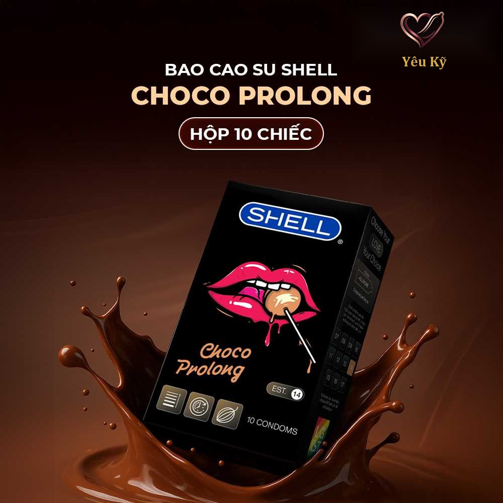 Bao cao su Shell Choco Prolong - Siêu mỏng, kéo dài thời gian, hương chocolate - Hộp 10 cái - Ảnh 2