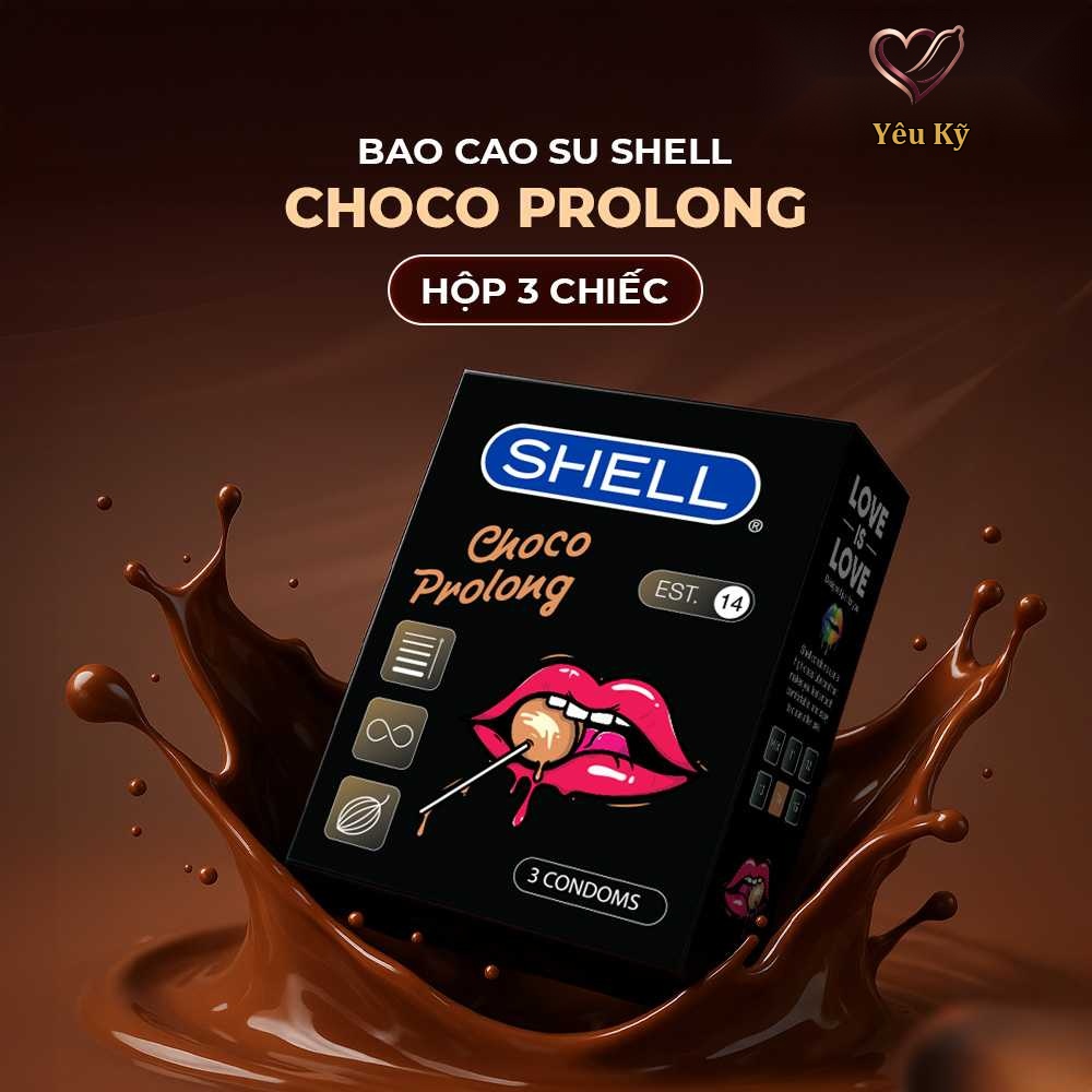 Bao cao su Shell Choco Prolong - Siêu mỏng, kéo dài thời gian, hương chocolate - Hộp 3 cái - Ảnh 3