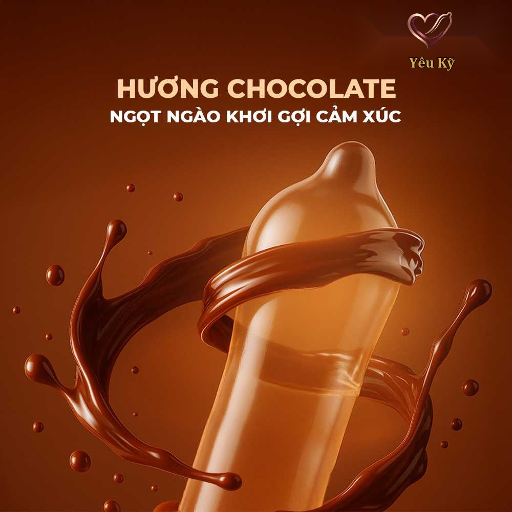 Bao cao su Shell Choco Prolong - Siêu mỏng, kéo dài thời gian, hương chocolate - Hộp 10 cái - Ảnh 4