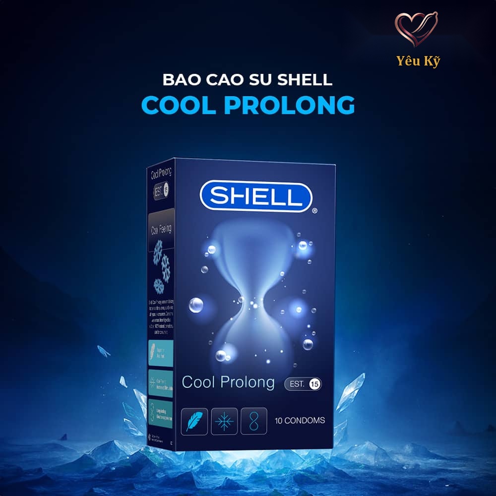 Bao cao su Shell Cool Prolong - Siêu mỏng, kéo dài thời gian, bạc hà mát lạnh - Hộp 10 cái - Ảnh 2