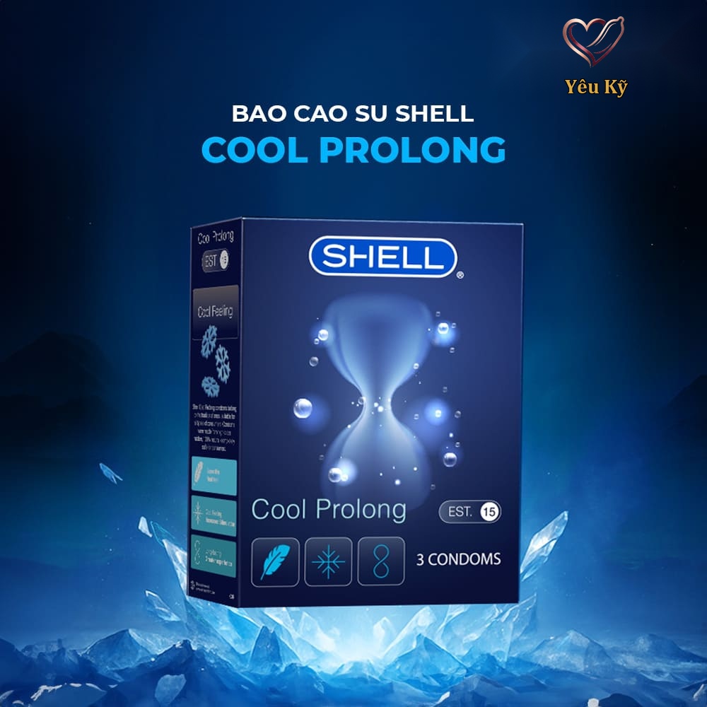 Bao cao su Shell Cool Prolong - Siêu mỏng, kéo dài thời gian, bạc hà mát lạnh - Hộp 3 cái - Ảnh 2
