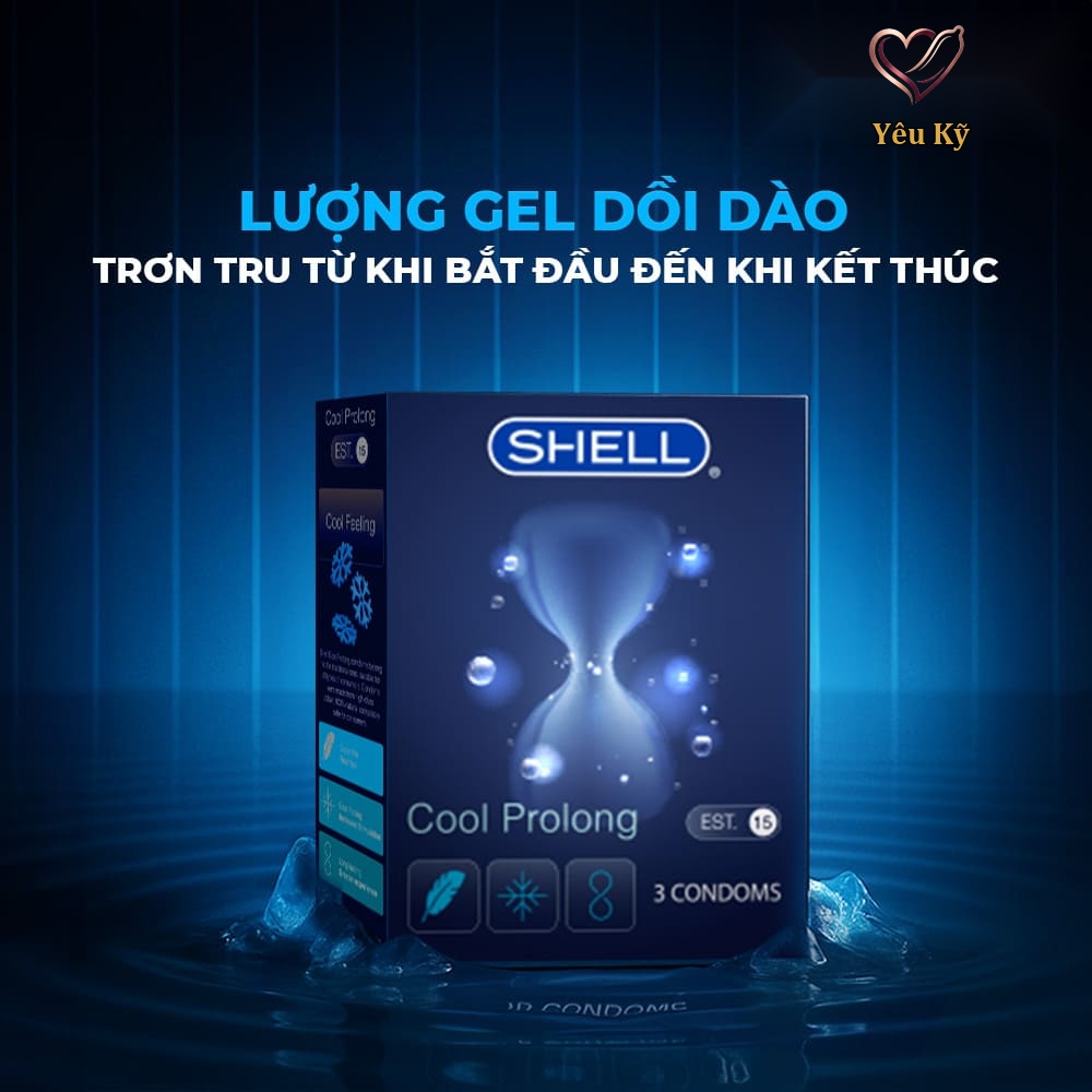 Bao cao su Shell Cool Prolong - Siêu mỏng, kéo dài thời gian, bạc hà mát lạnh - Hộp 3 cái - Ảnh 5