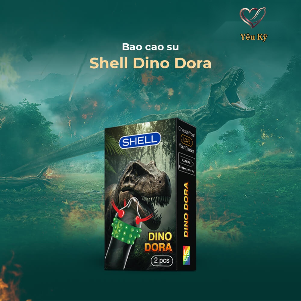 Bao cao su Shell Dino Dora - Hộp 1 bao gai, 3 vòng bi + 1 bao Shell Performax (Hộp 2 cái) - Ảnh 2