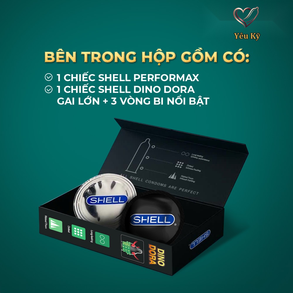 Bao cao su Shell Dino Dora - Hộp 1 bao gai, 3 vòng bi + 1 bao Shell Performax (Hộp 2 cái) - Ảnh 4