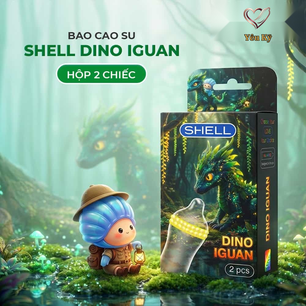 Bao cao su Shell Dino Iguan - Hộp 1 bao 2 vòng bi siêu lớn + 1 bao Shell Performax (Hộp 2 cái) - Ảnh 2