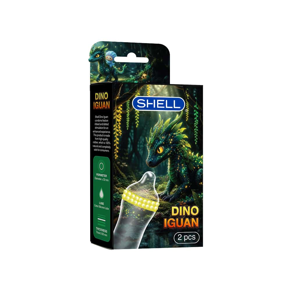 Bao cao su Shell Dino Iguan - Hộp 1 bao 2 vòng bi siêu lớn + 1 bao Shell Performax (Hộp 2 cái)
