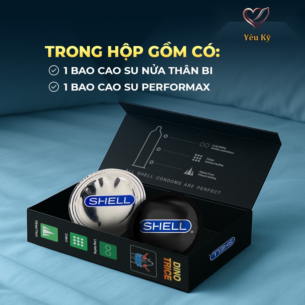 Bao cao su Shell Dino Trice - Hộp 1 bao gai, 2 vòng bi + 1 bao Shell Performax (Hộp 2 cái) - Ảnh 4