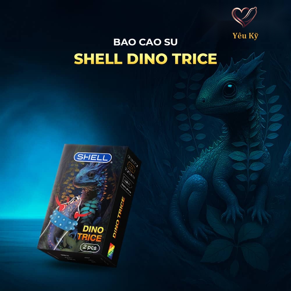 Bao cao su Shell Dino Trice - Hộp 1 bao gai, 2 vòng bi + 1 bao Shell Performax (Hộp 2 cái) - Ảnh 2