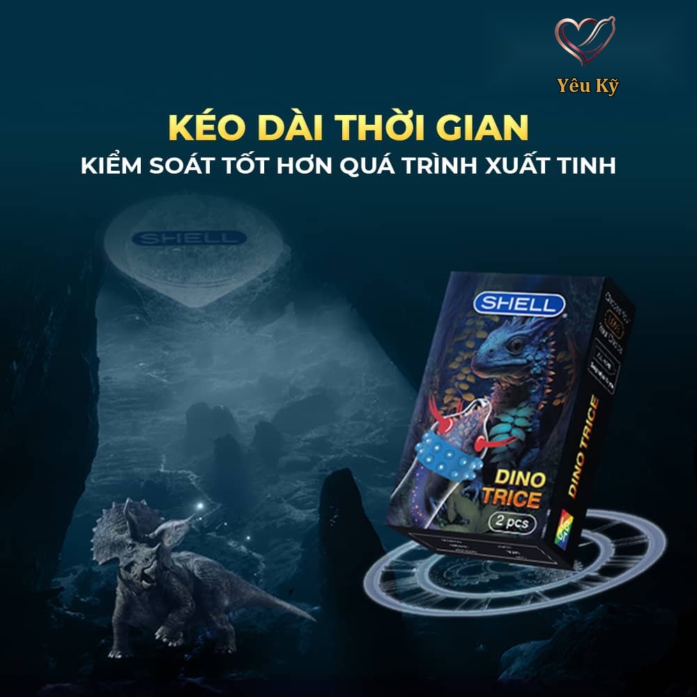 Bao cao su Shell Dino Trice - Hộp 1 bao gai, 2 vòng bi + 1 bao Shell Performax (Hộp 2 cái) - Ảnh 5